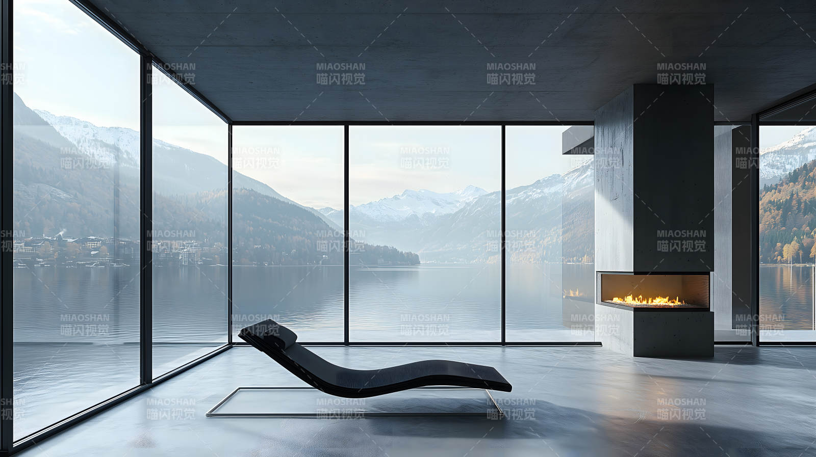 湖光山色的静谧居所图片