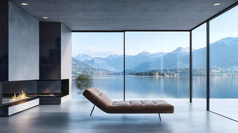 湖光山色的静谧居所图片