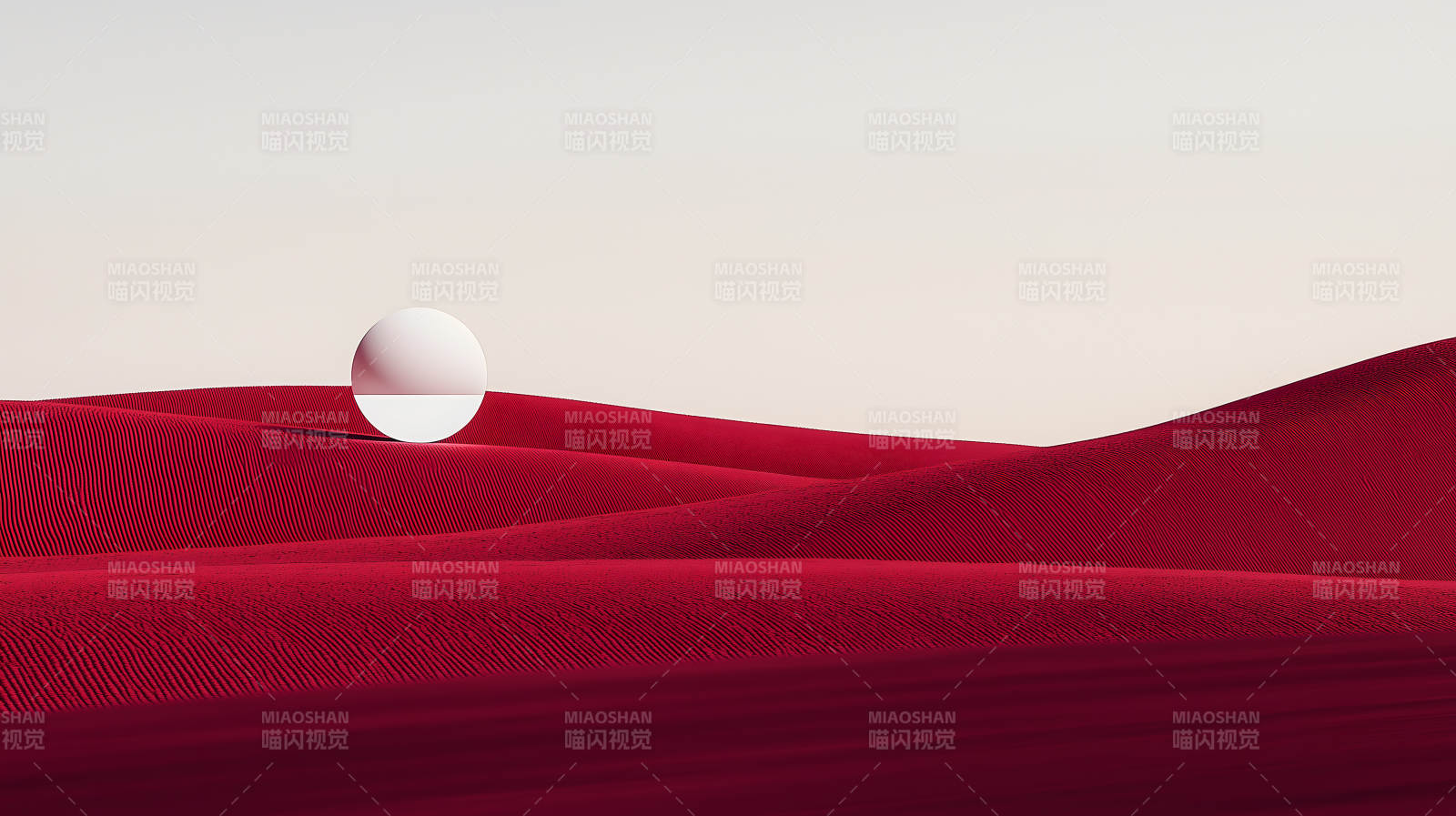 红色沙漠中的超现实球体图片