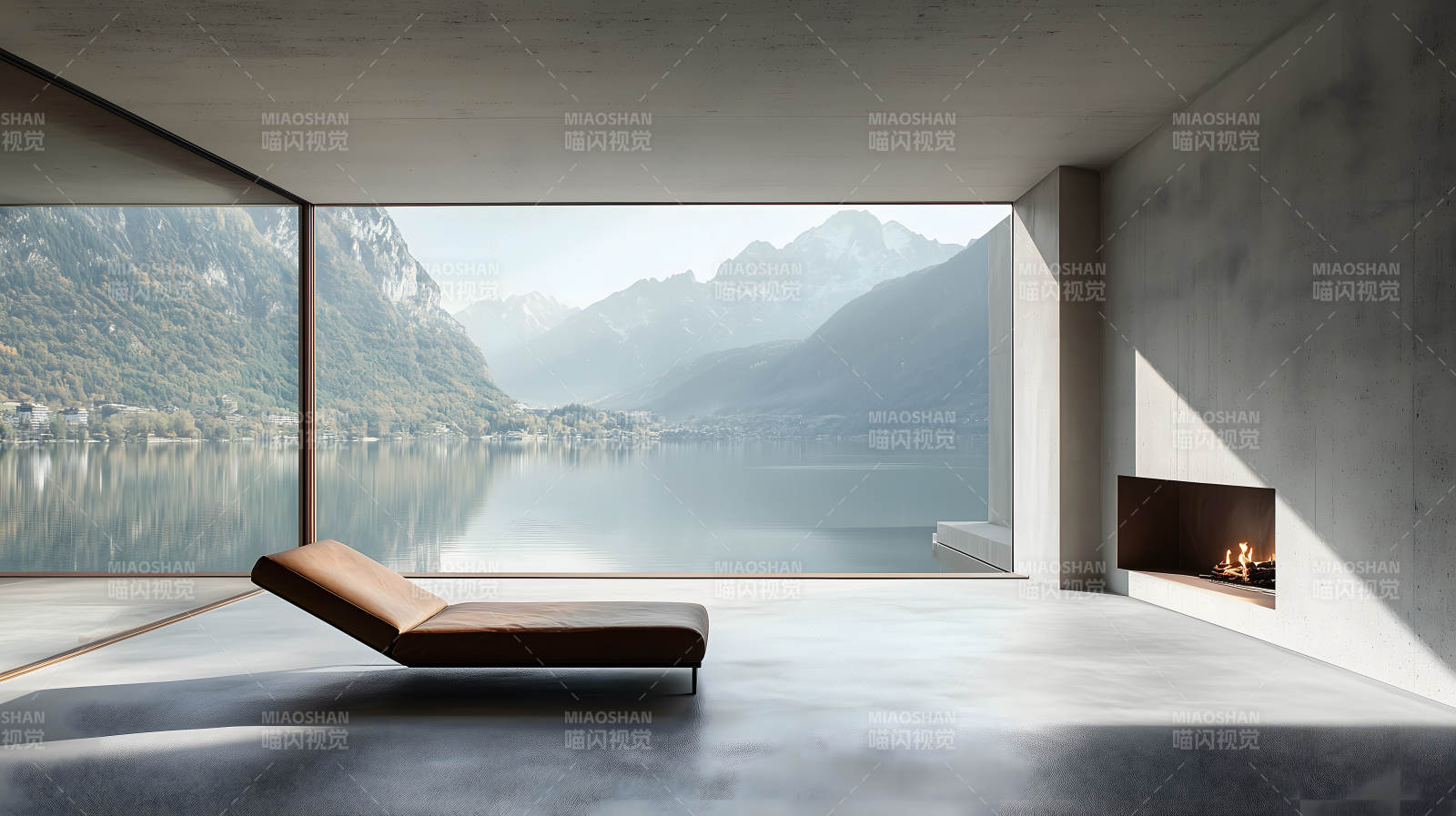 湖光山色的静谧居所图片