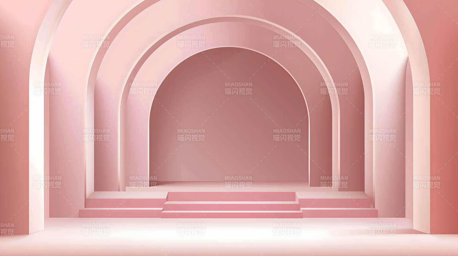 粉色拱门下的梦幻舞台图片