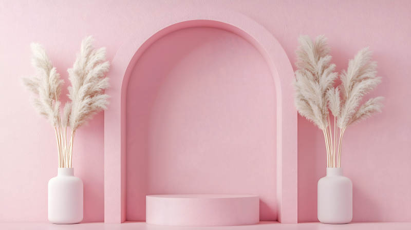 粉色拱门下的梦幻舞台图片