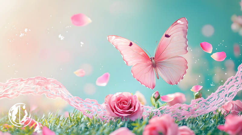 玫瑰园中的梦幻蝶舞图片