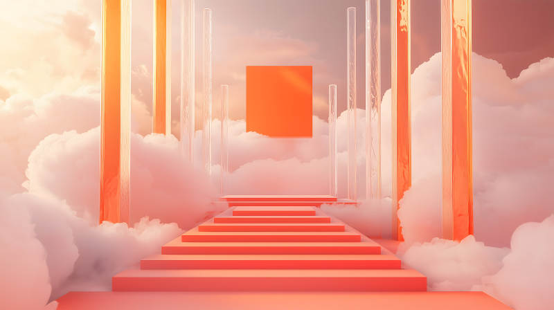 云端之上的梦幻阶梯图片