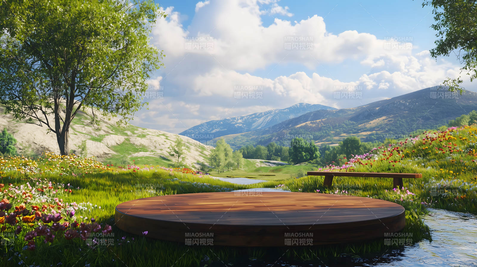 绿意盎然的自然舞台图片