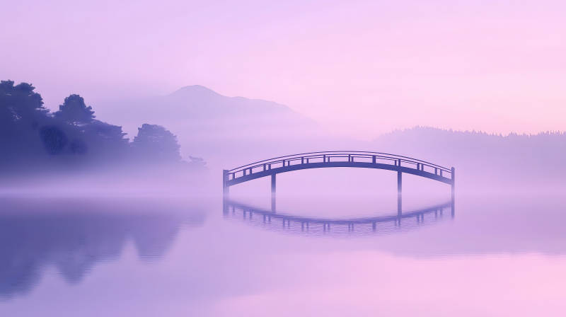 雾锁桥影的朦胧之美图片