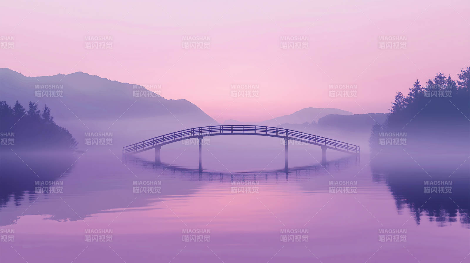 雾锁桥影的朦胧之美图片