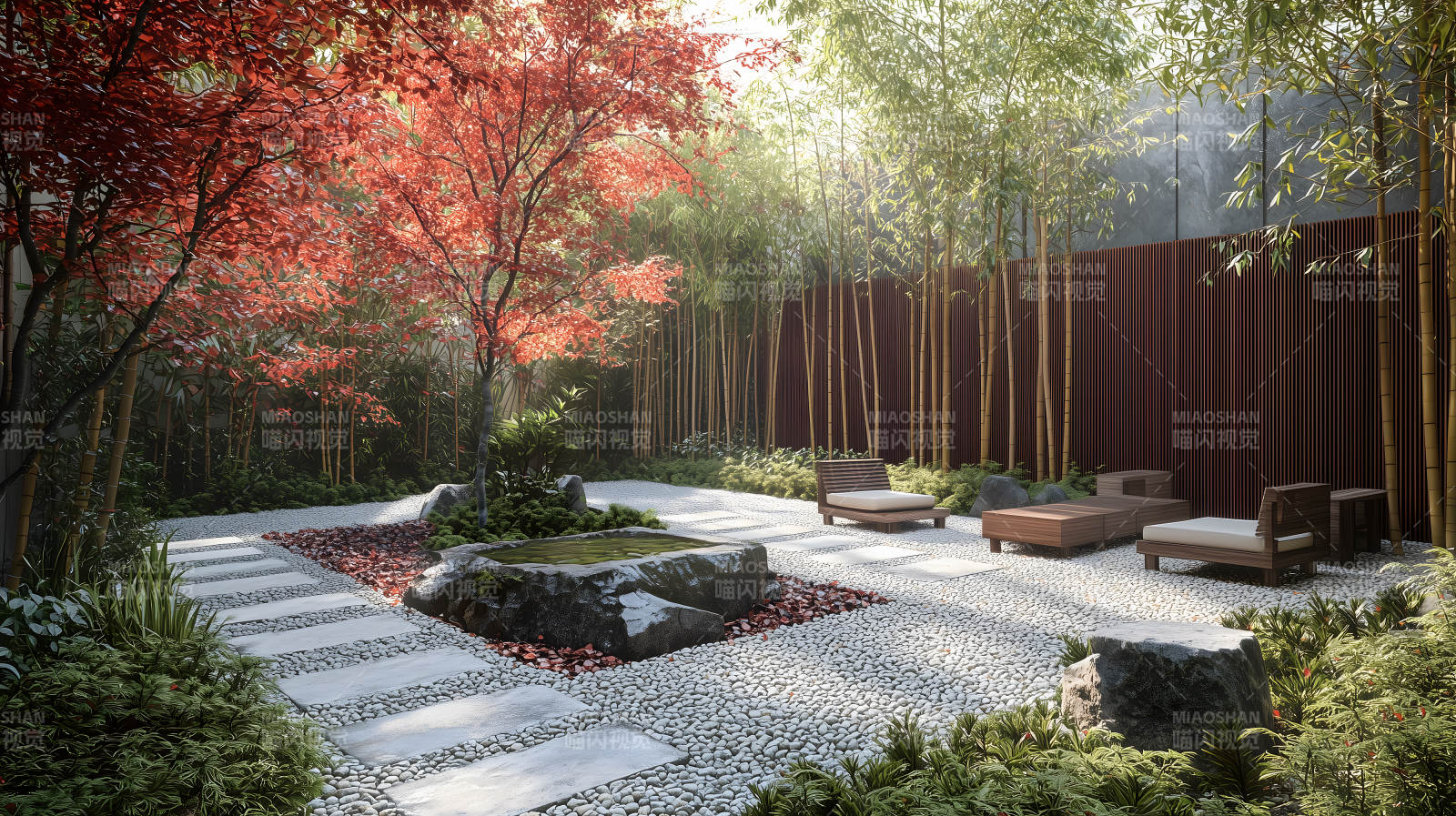 禅意庭院的宁静一隅图片