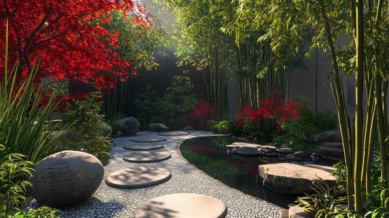 禅意庭院的宁静一隅图片