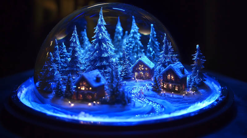 冬日水晶球中的童话小屋图片