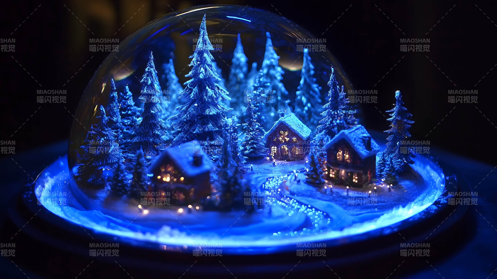 冬日水晶球中的童话小屋图片