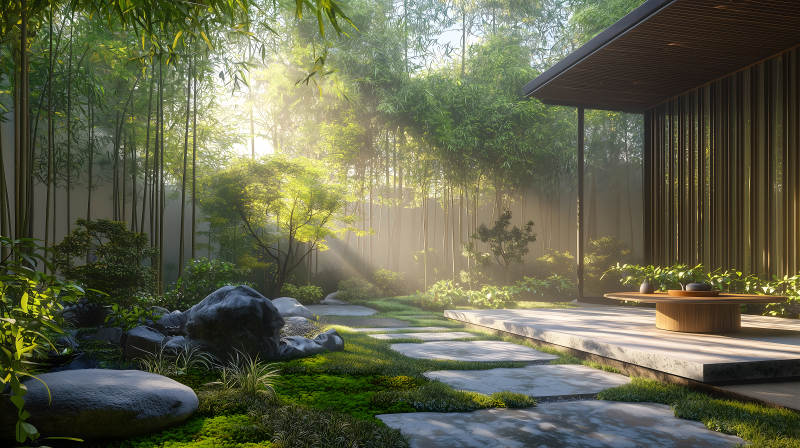 禅意庭院的静谧时光图片