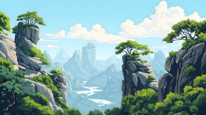 水墨山水间的宁静致远图片