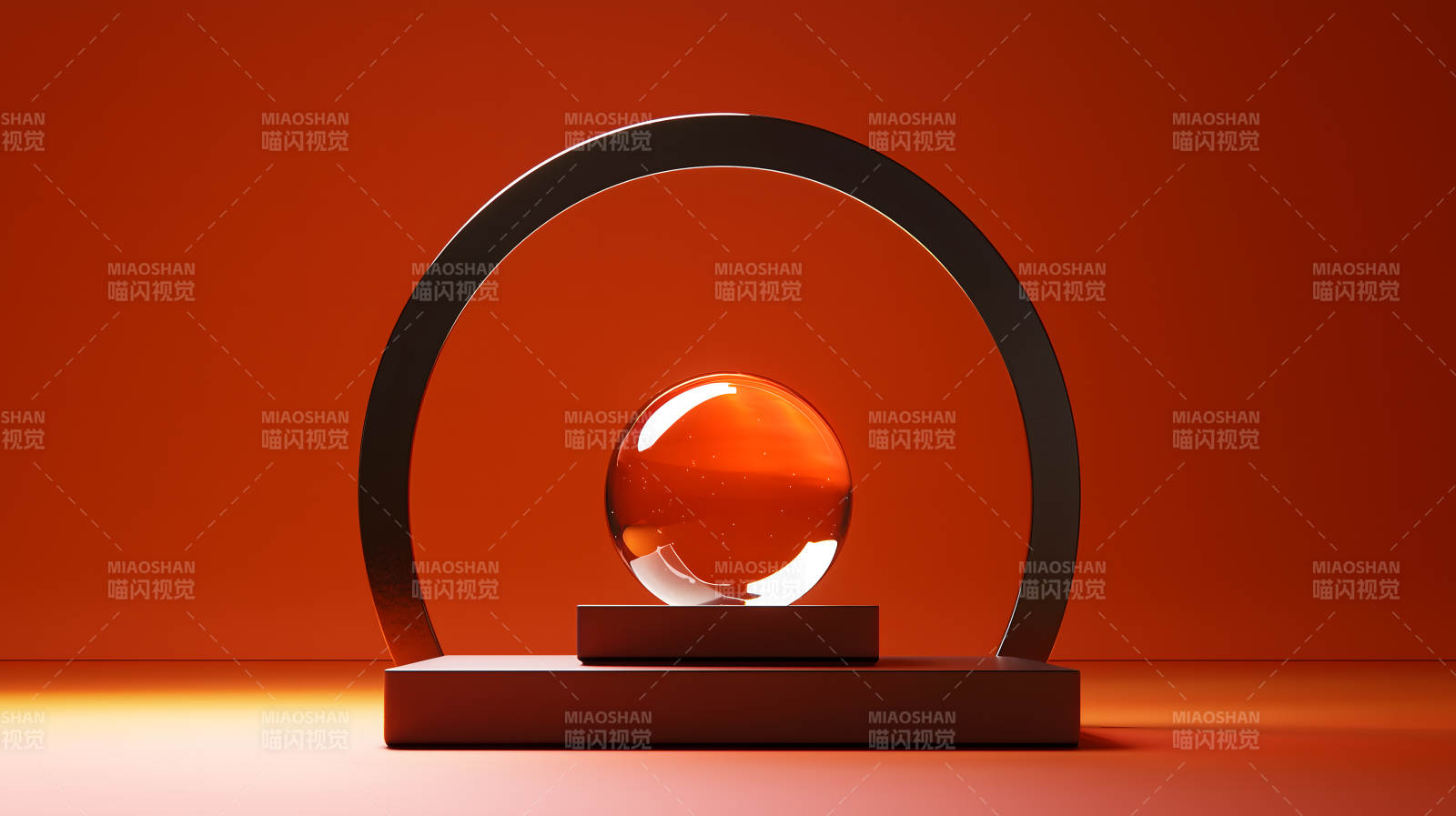 橙色光影中的水晶球图片