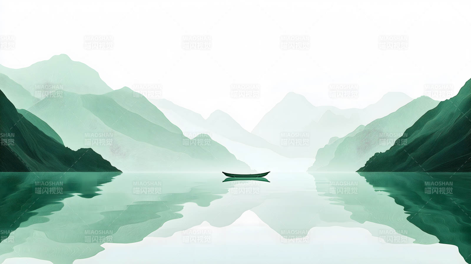 水墨山水间的宁静致远图片