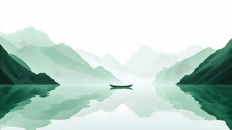 水墨山水间的宁静致远图片