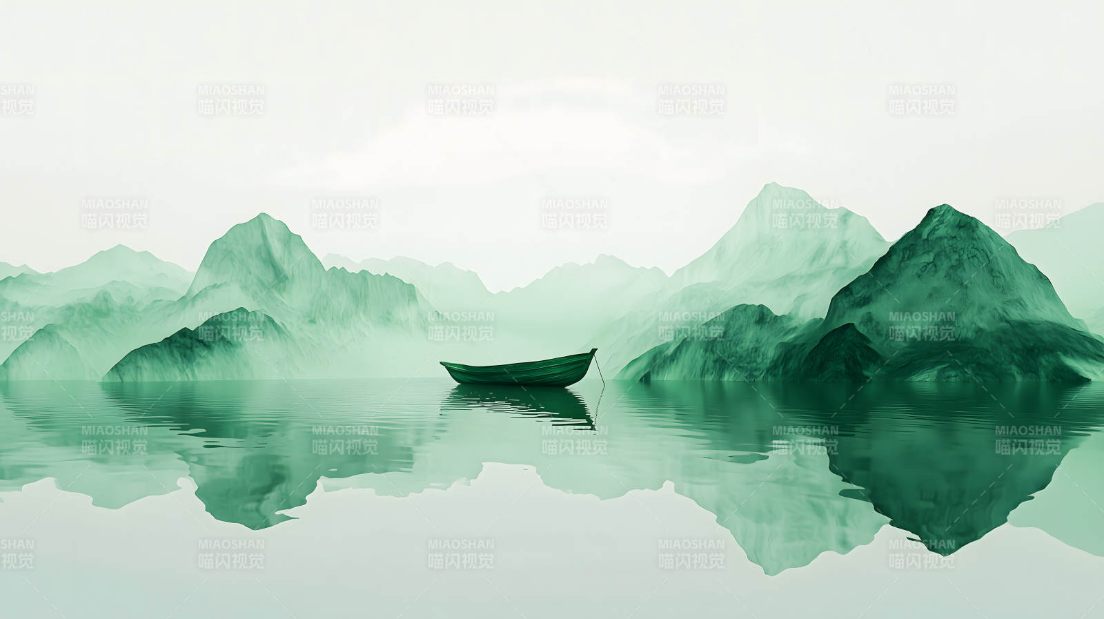 水墨山水间的宁静致远图片