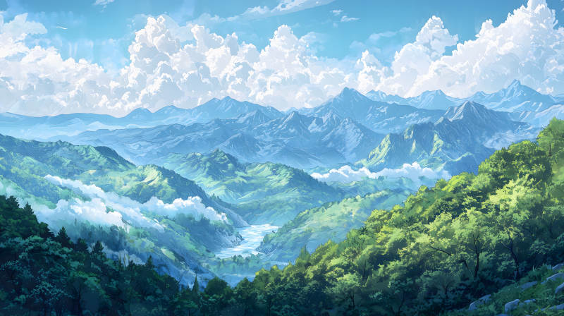 水墨山水间的宁静致远图片