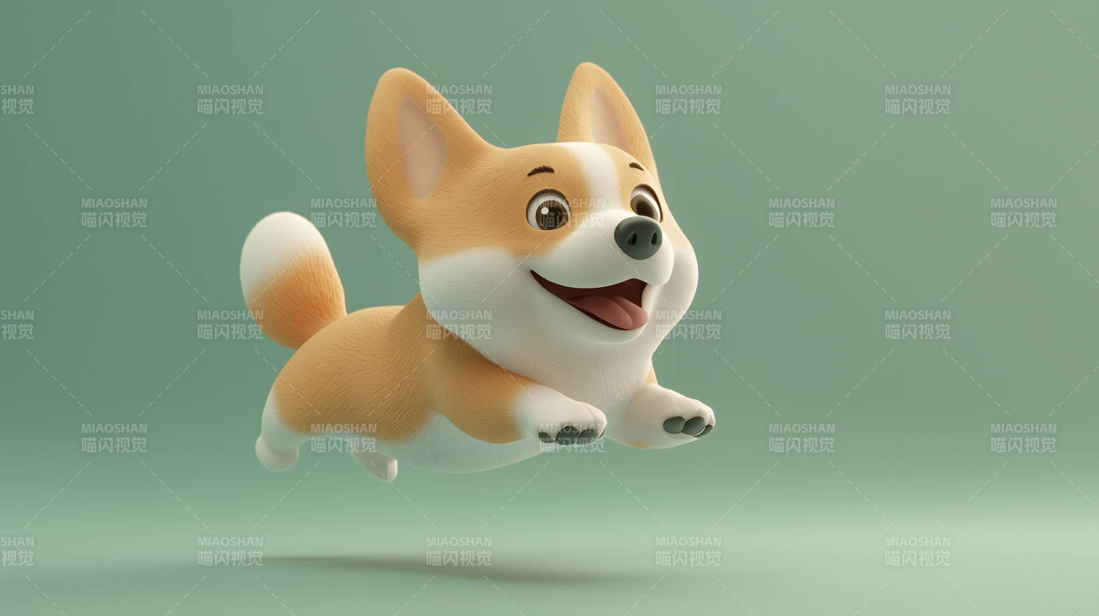 奔跑的卡通柯基犬图片