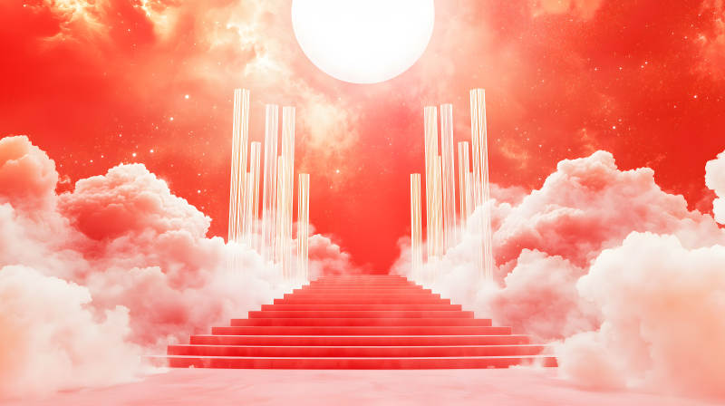 云端之上的梦幻阶梯图片