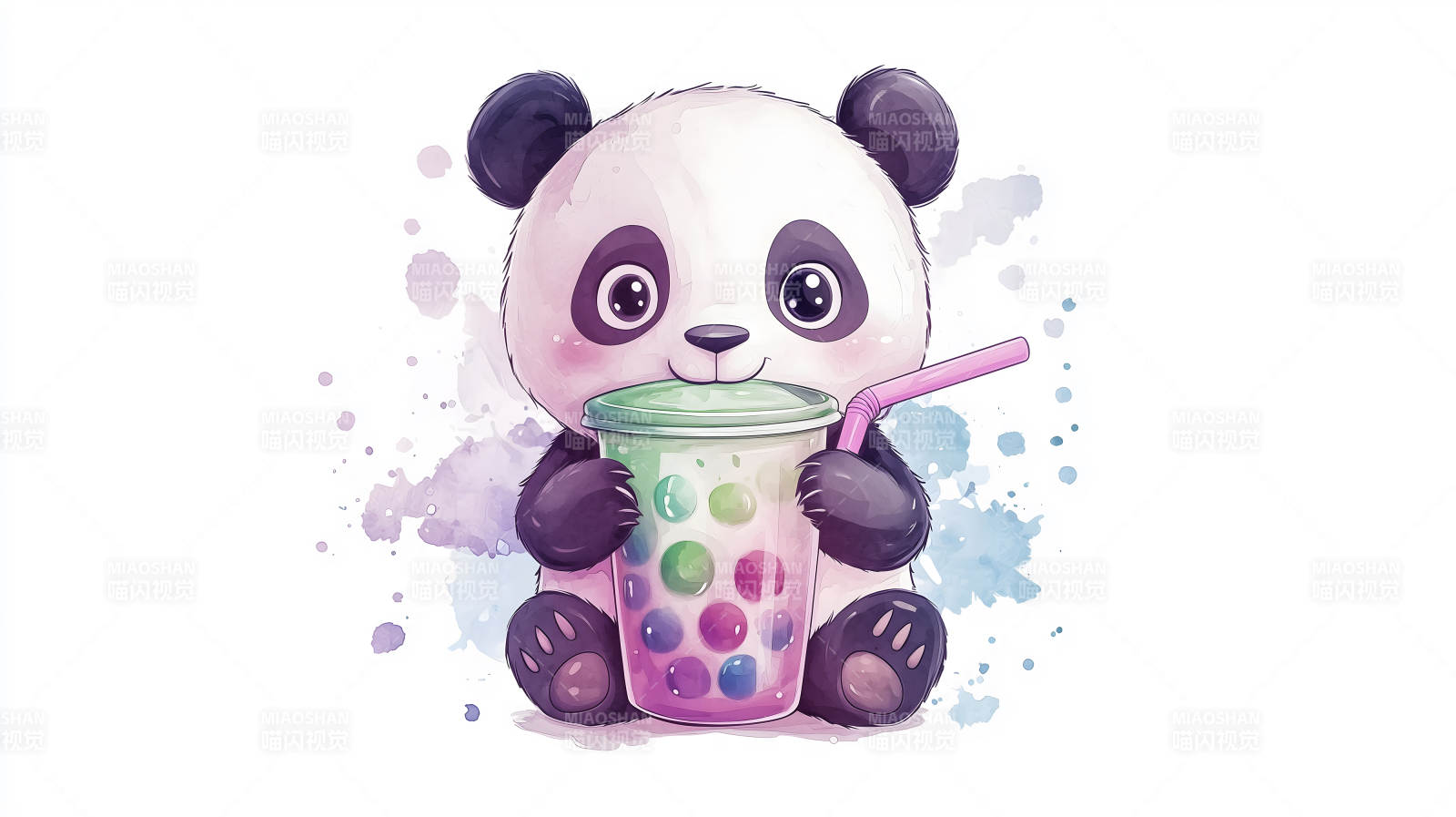 萌趣熊猫奶茶图片