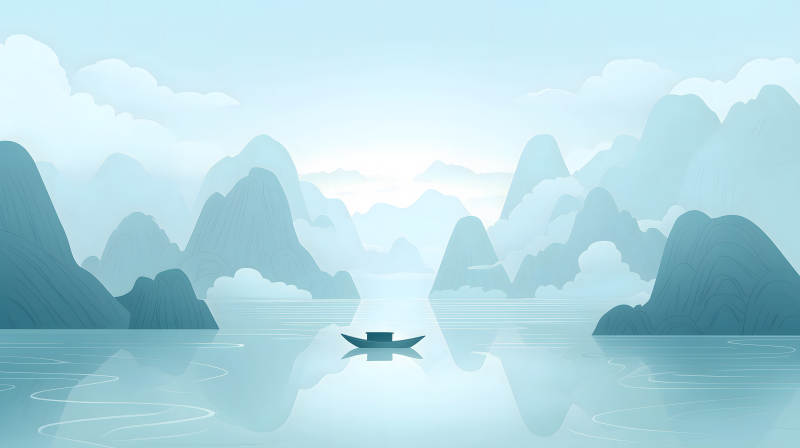 水墨山水间的宁静致远图片