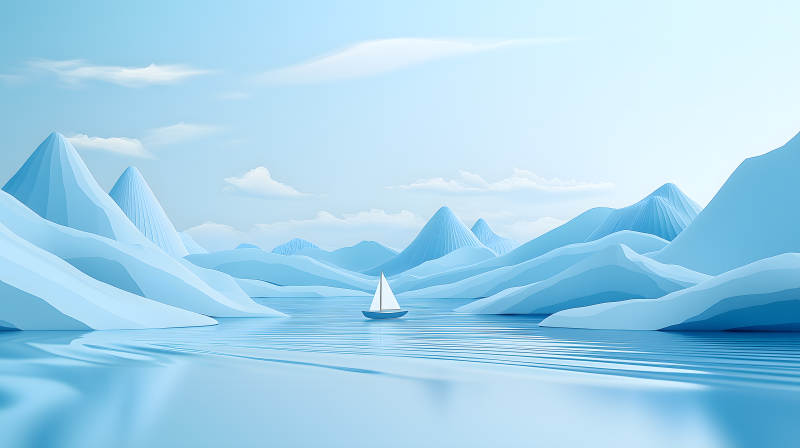 水墨山水间的宁静致远图片