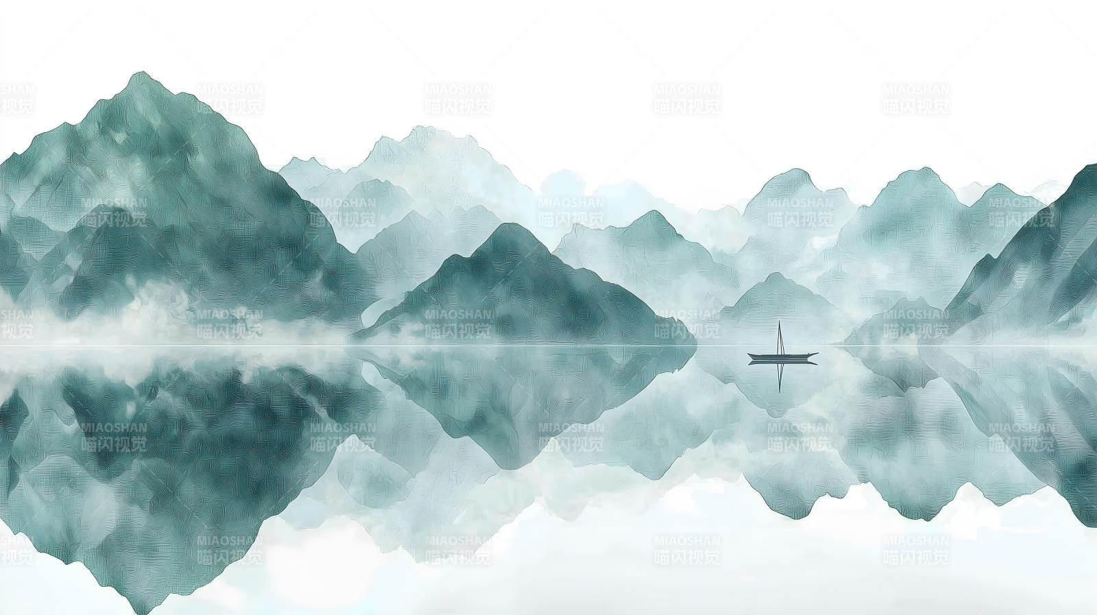 水墨山水间的宁静致远图片