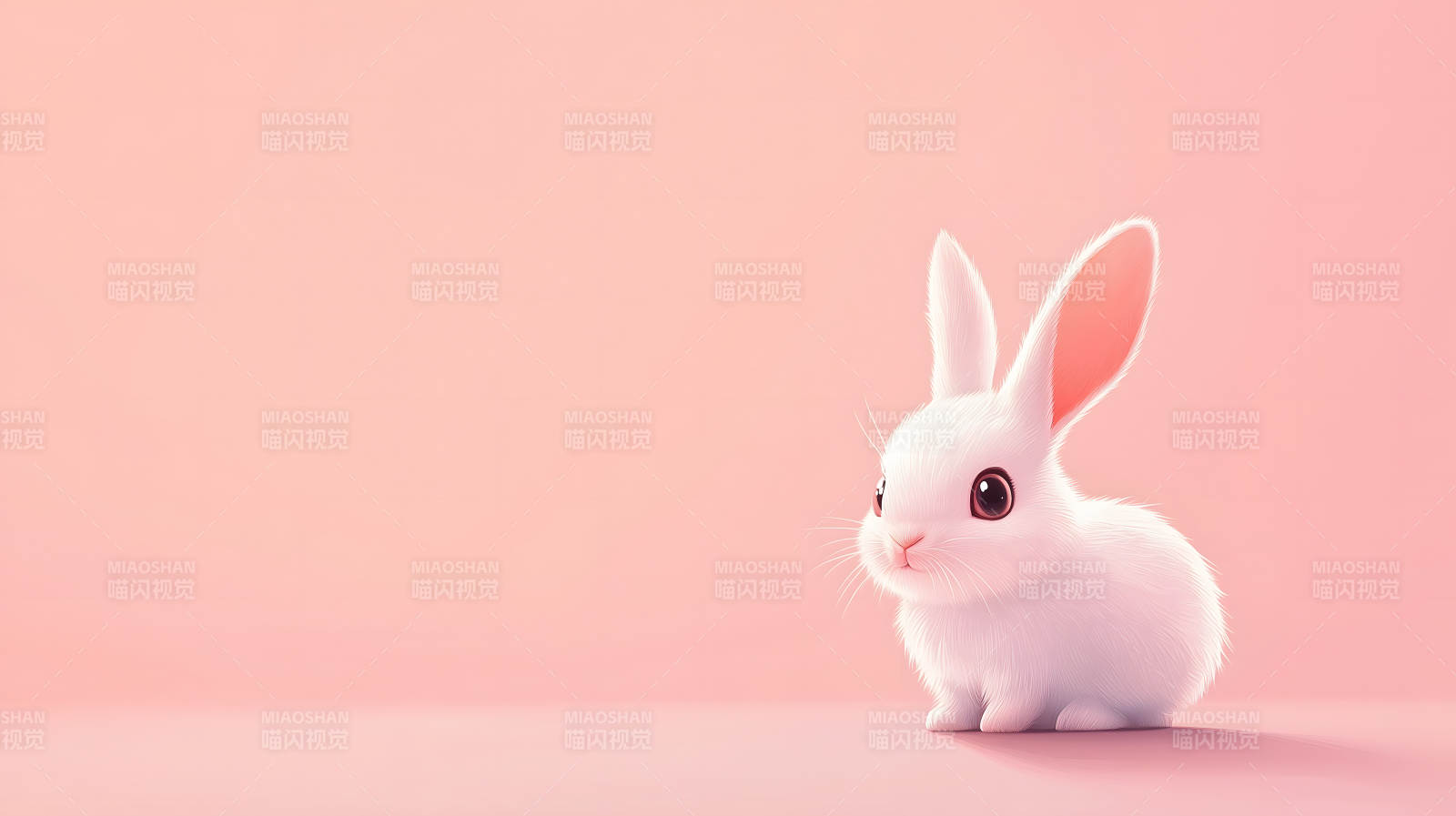 粉色背景下的萌兔图片