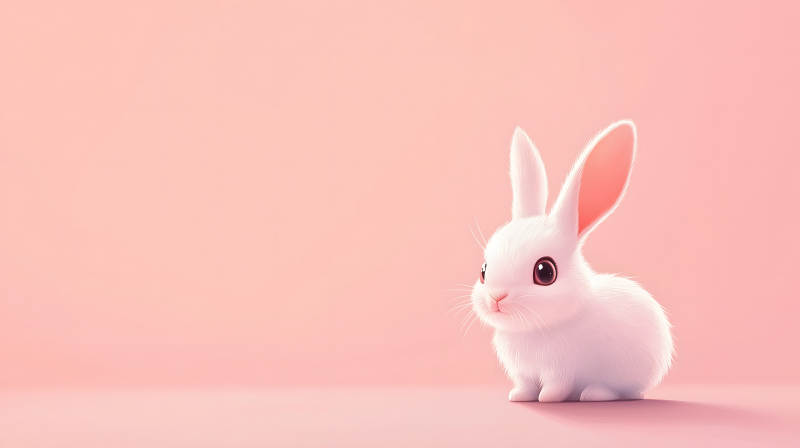 粉色背景下的萌兔图片