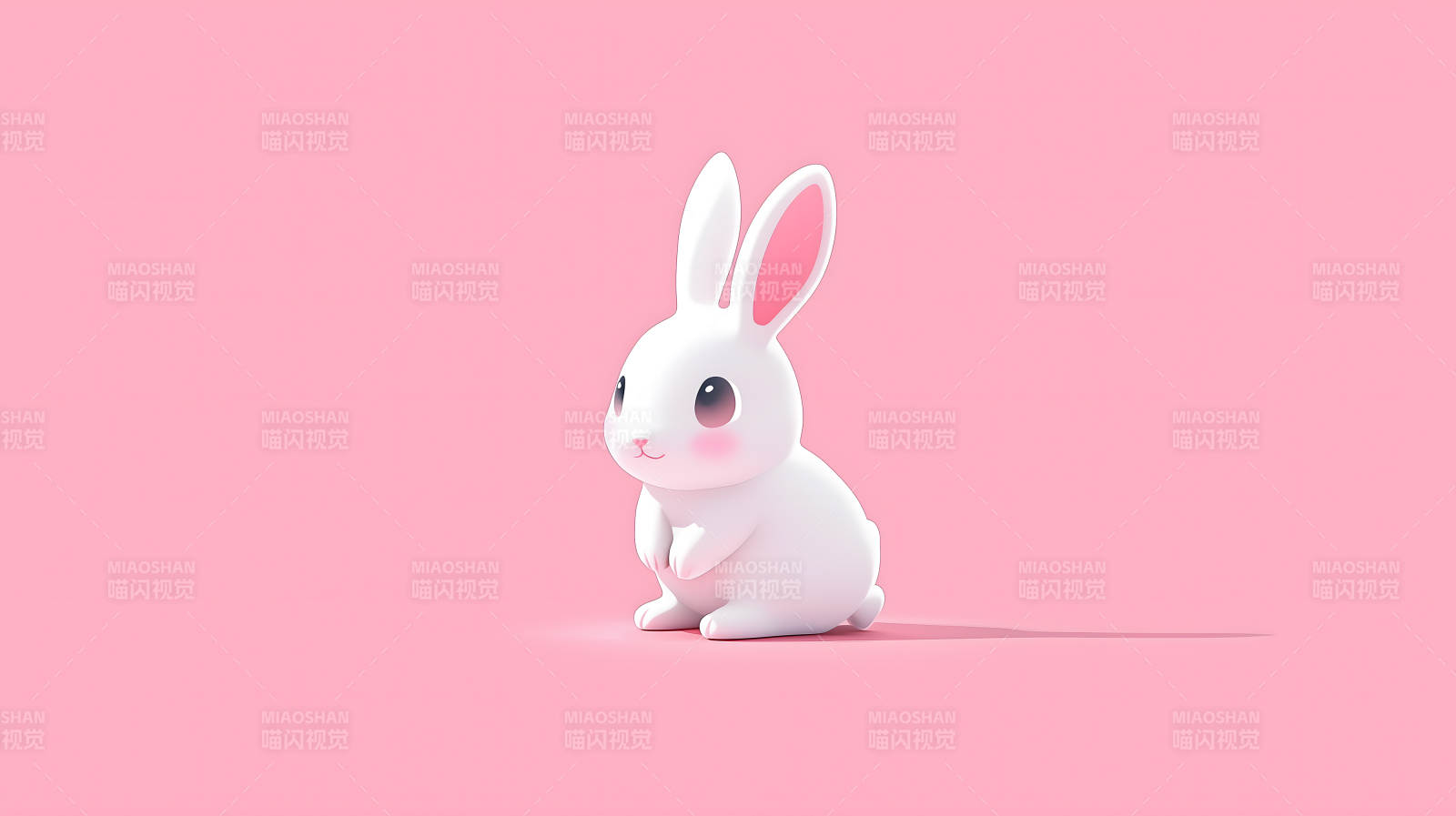 粉色背景下的萌兔图片