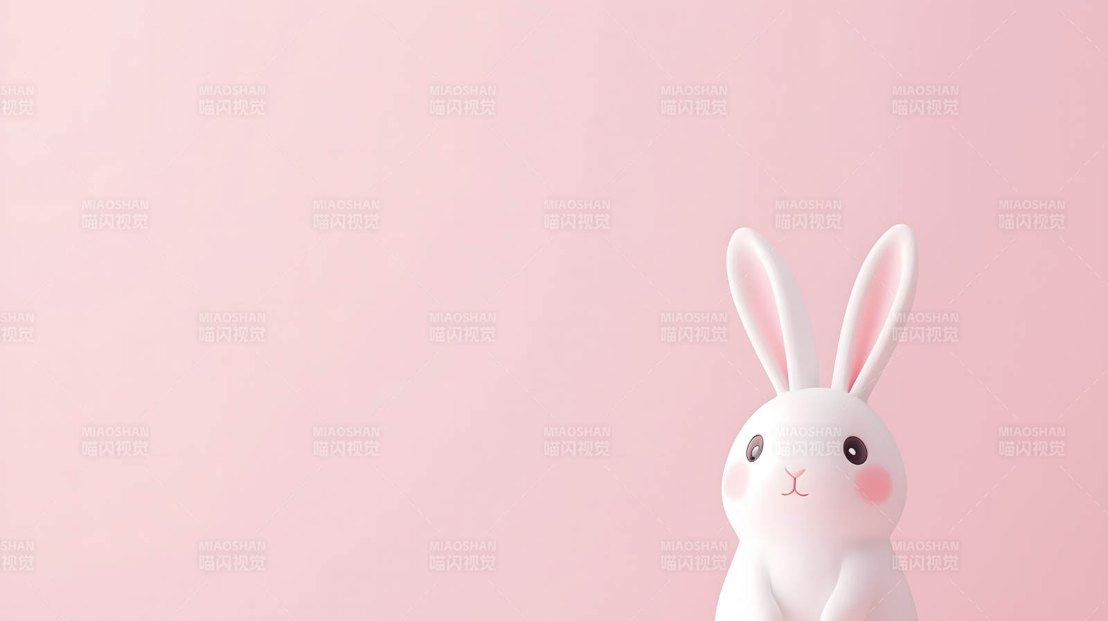 粉色背景下的萌兔图片