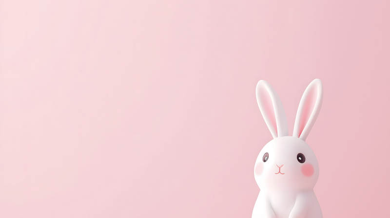 粉色背景下的萌兔图片