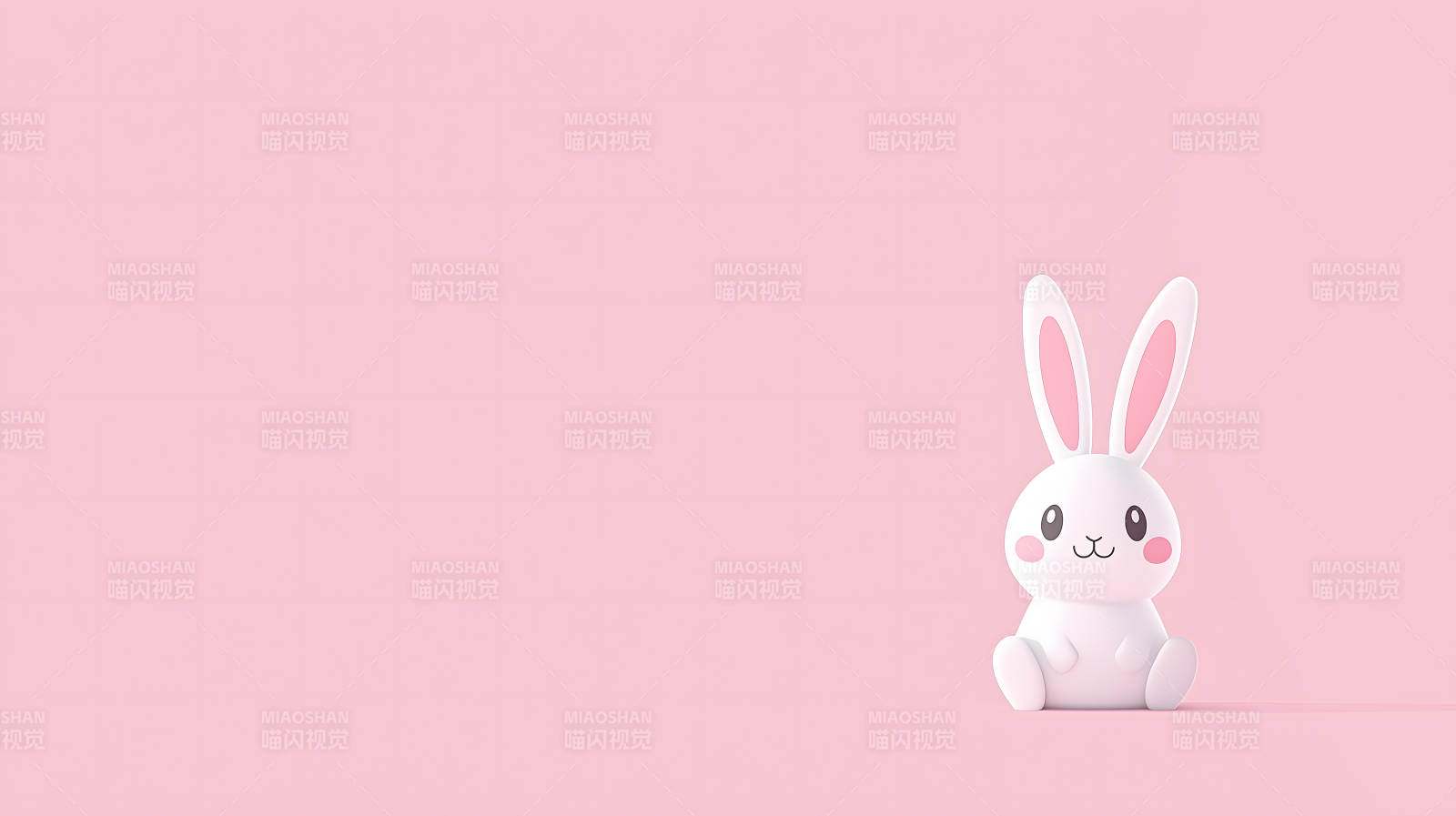 粉色背景下的萌兔图片
