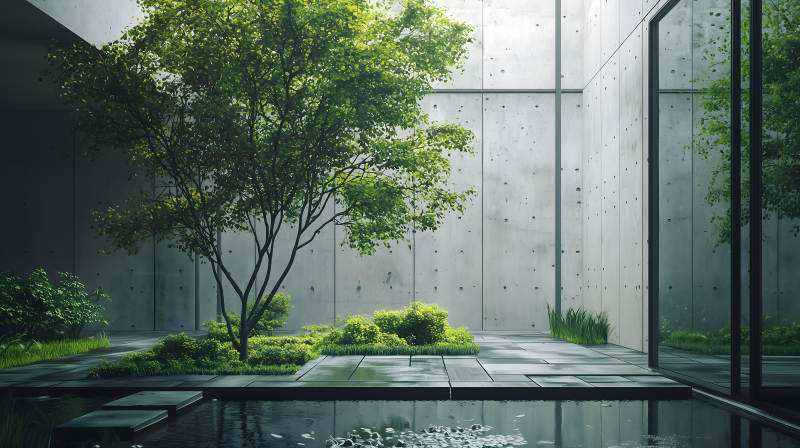 光影交织的现代庭院图片