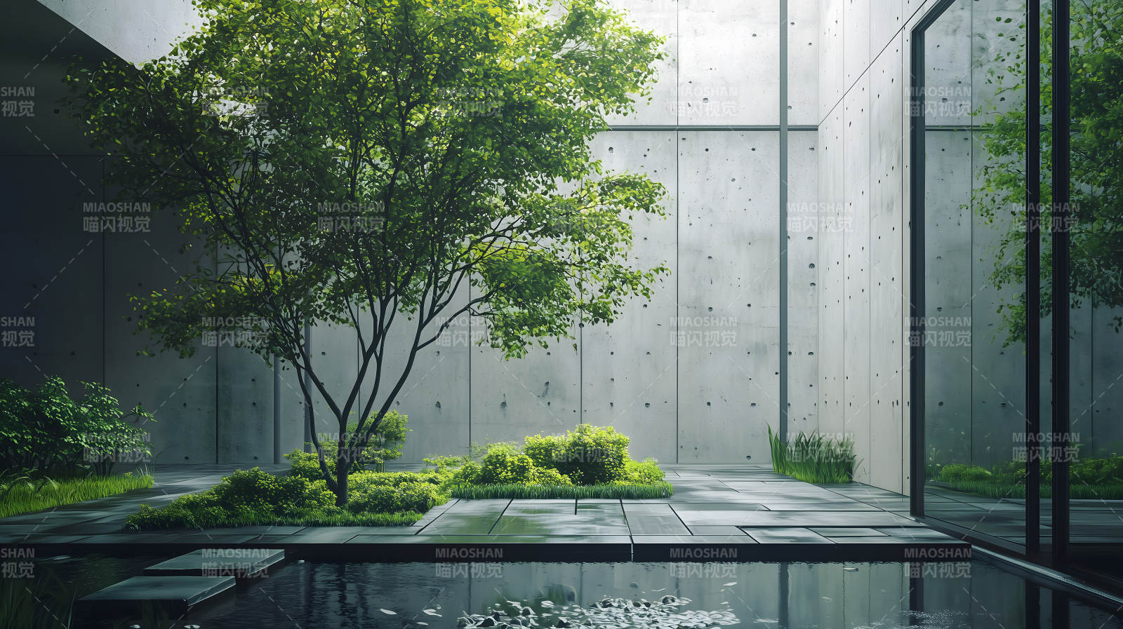 光影交织的现代庭院图片