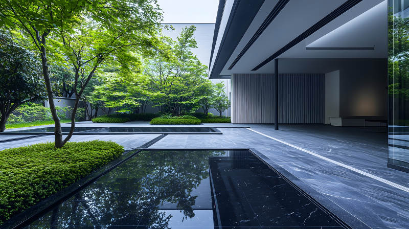 光影交织的现代庭院图片