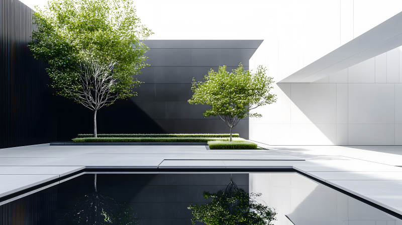 光影交织的现代庭院图片