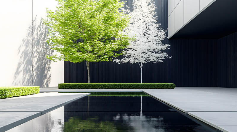 光影交织的现代庭院图片