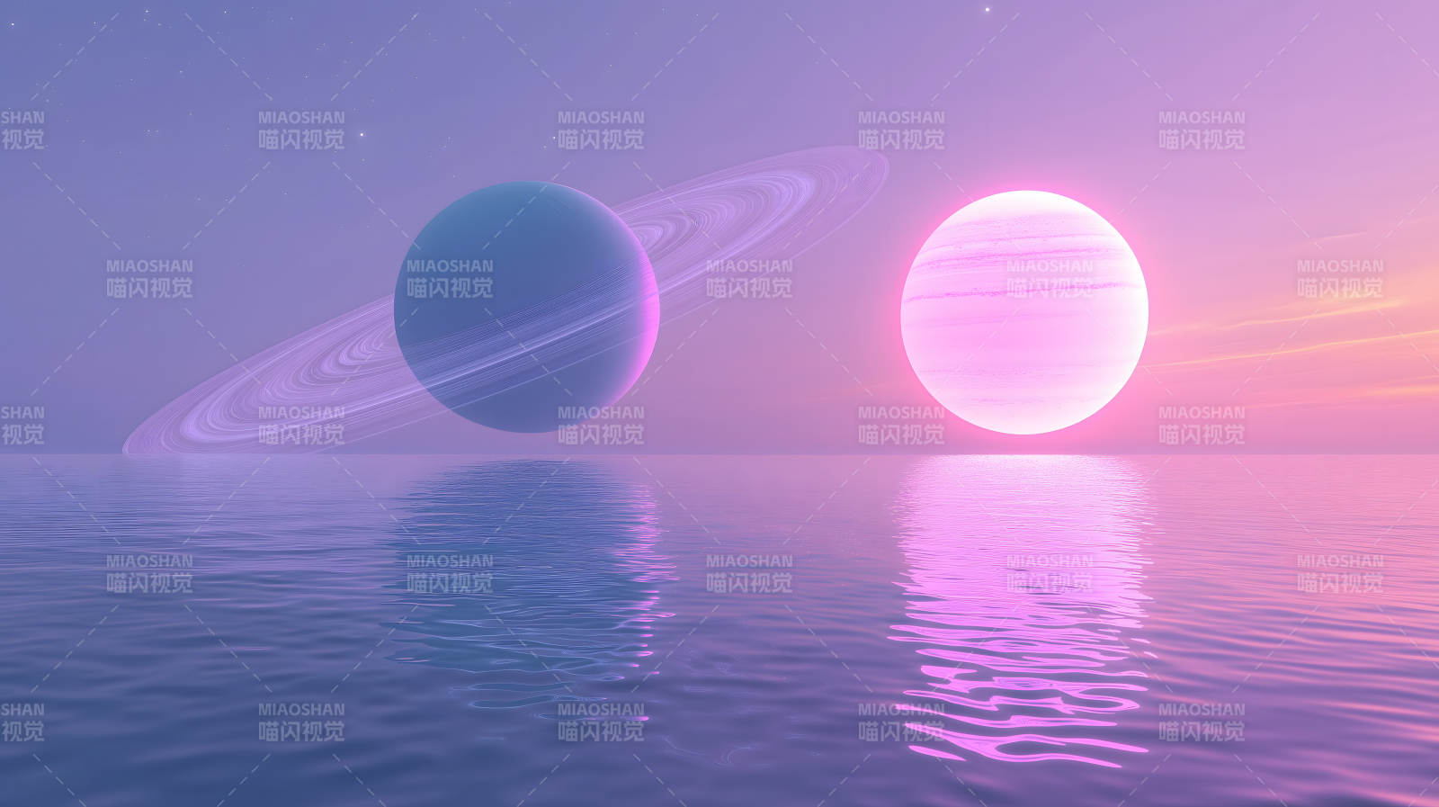 星环辉映下的宁静海面图片