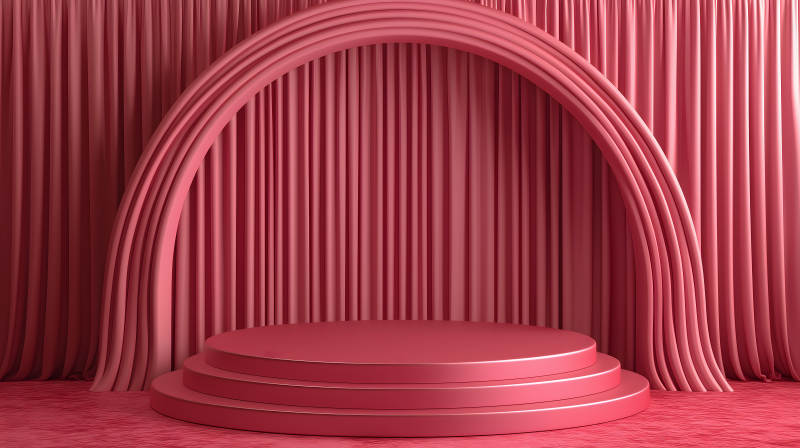 优雅粉色背景下的产品展示图片