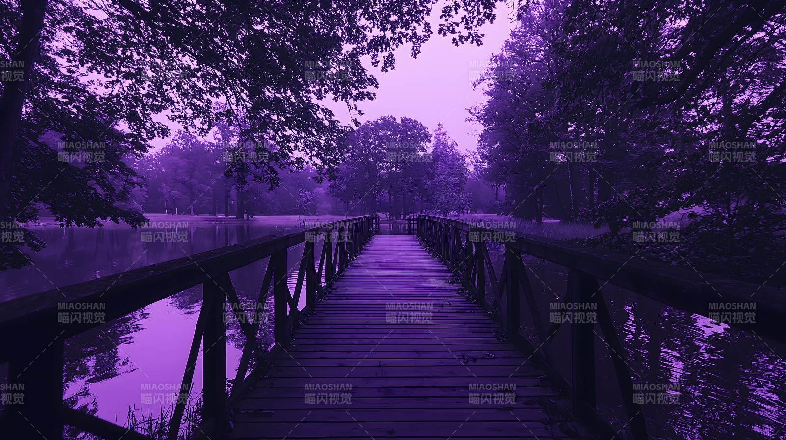 紫色梦幻的宁静湖畔图片