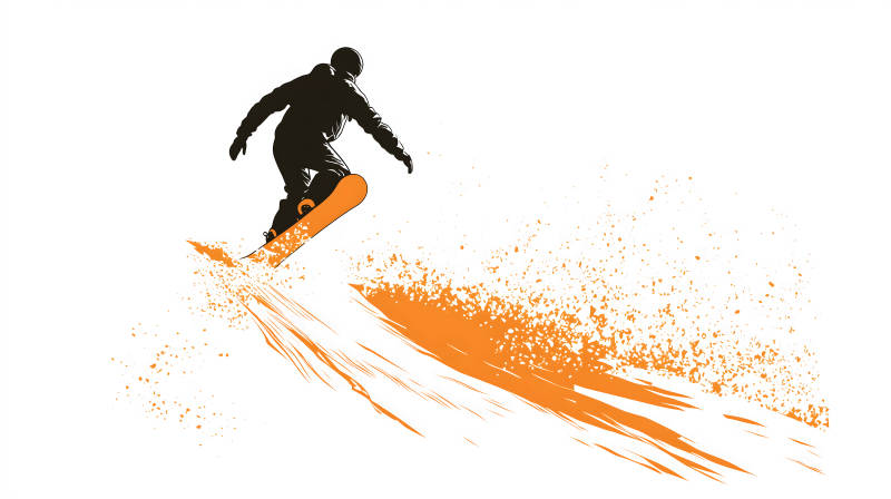 雪山飞驰的滑雪少年图片