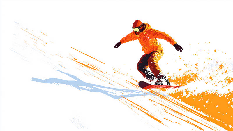 雪山飞驰的滑雪少年图片