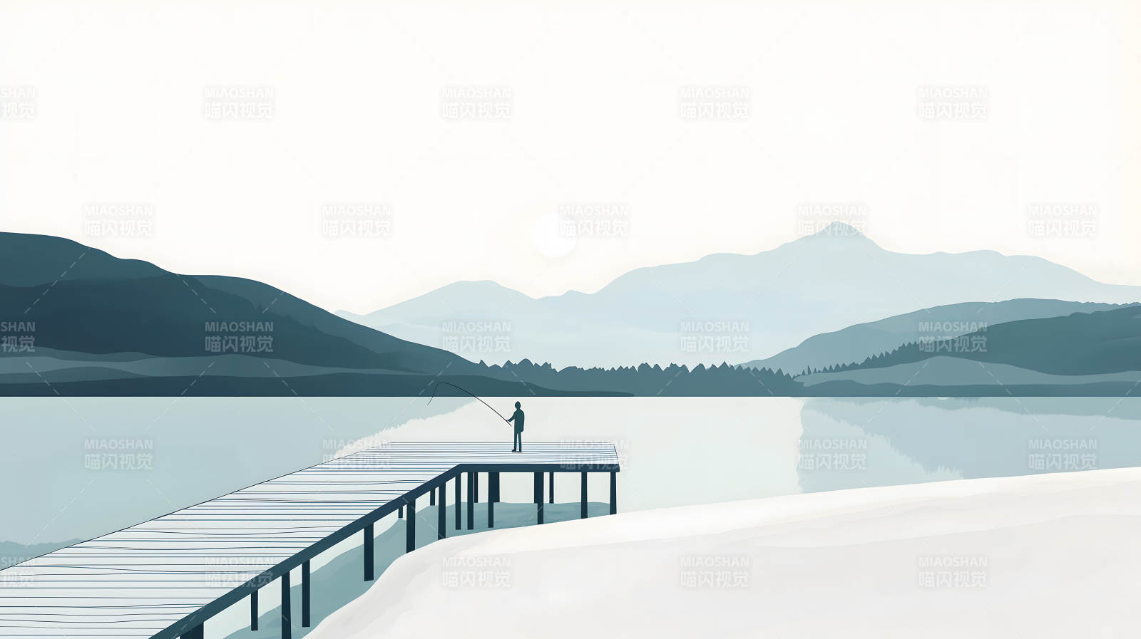 湖畔垂钓的宁静时光图片