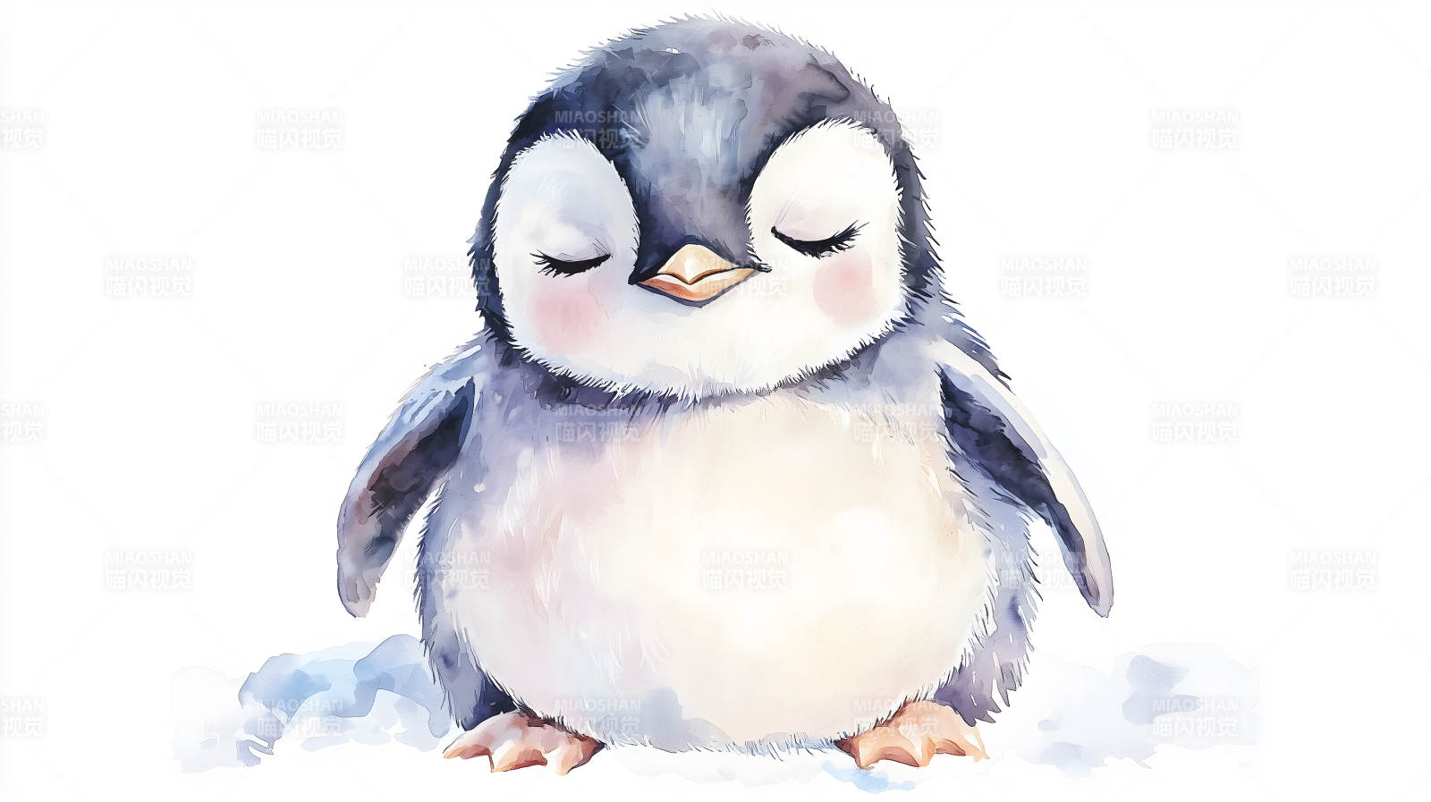 可爱水彩小企鹅图片