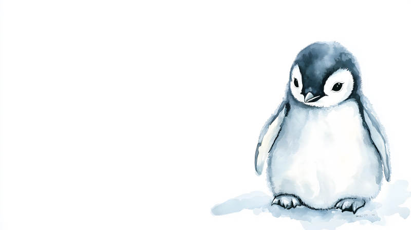 可爱水彩小企鹅图片