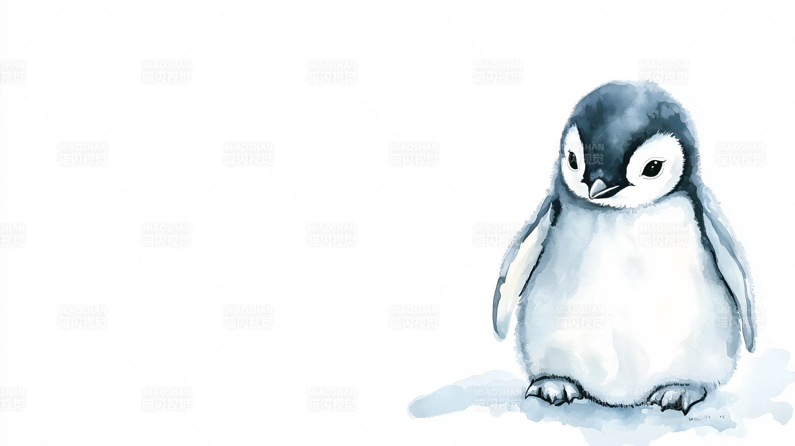 可爱水彩小企鹅图片