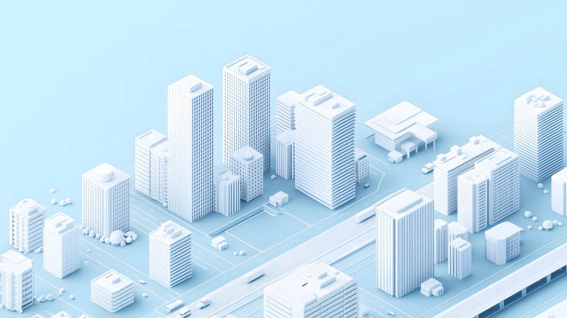 浅蓝都市建筑幻景图片