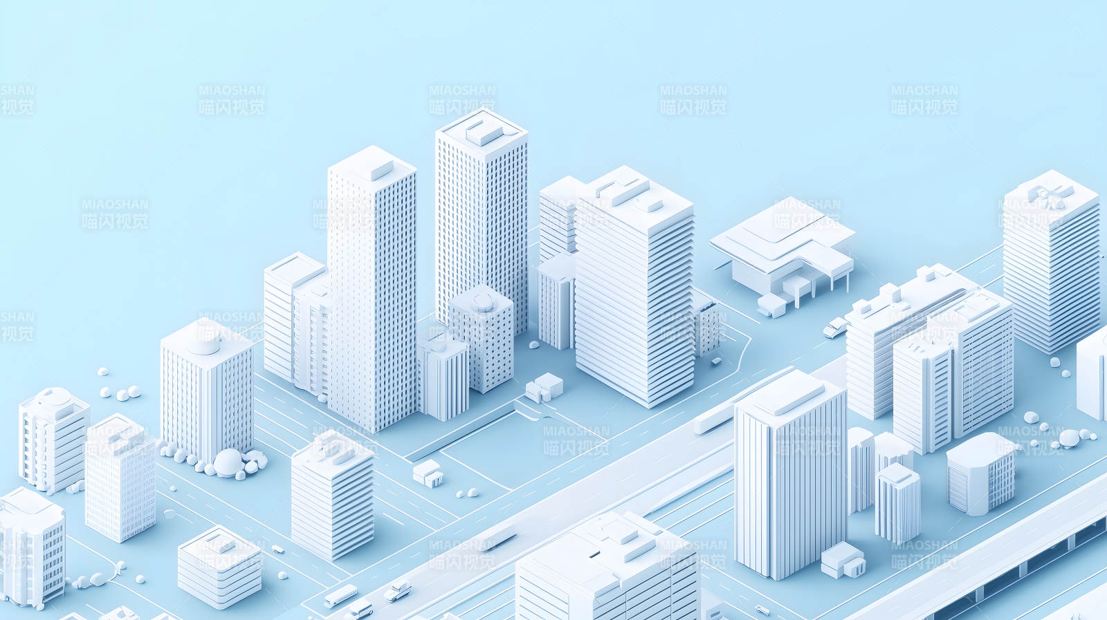 浅蓝都市建筑幻景图片